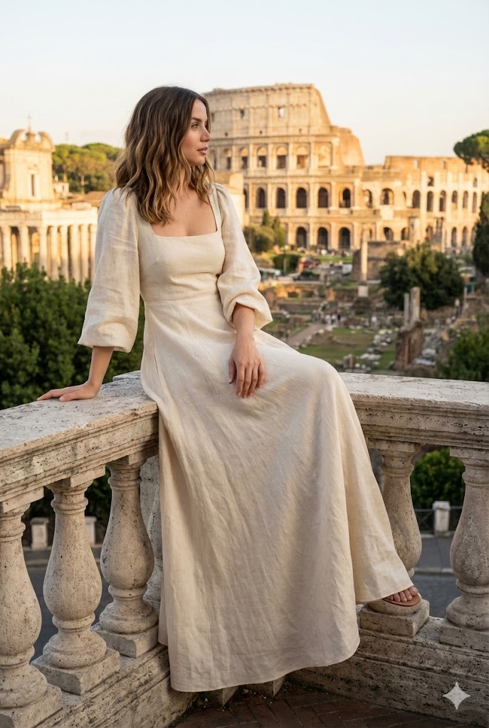 Roman Balcony Fashion Portrait
