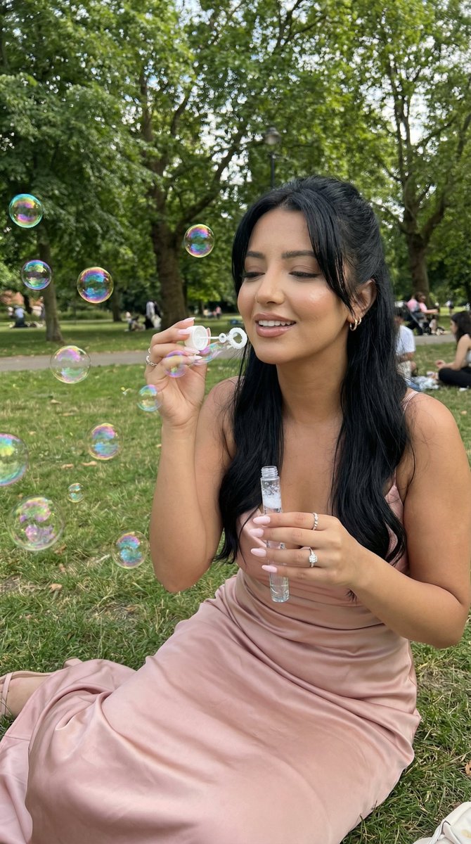 Pink Satin Bubbles in Park