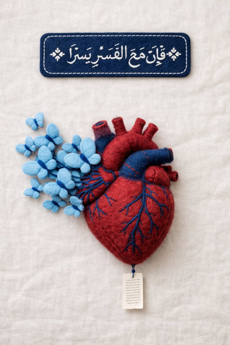 Felt Heart With Blue Butterflies