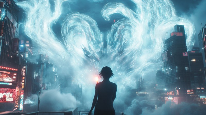 Cyberpunk Woman with Glowing Energy Gun