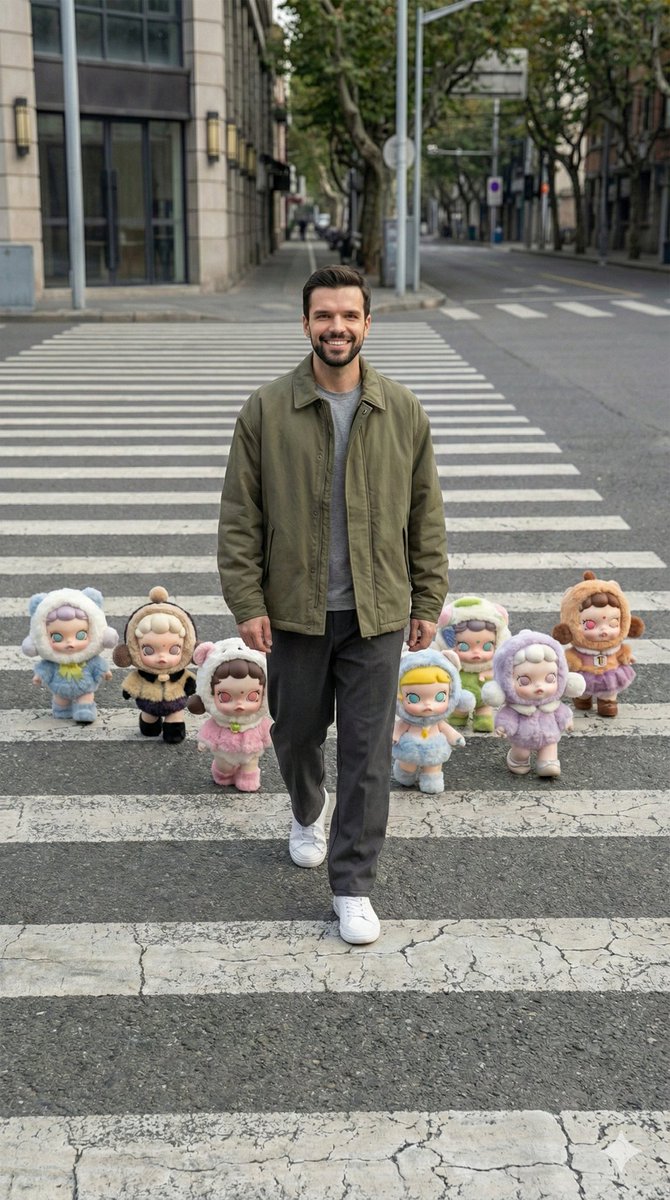Stylish Man Walking with Art Toys