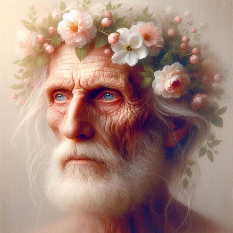 Old Man with Floral Vines Portrait