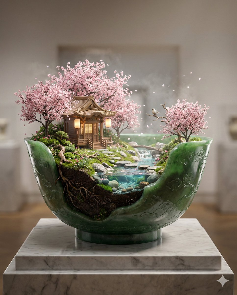 Imperial Jade Bowl Miniature Shrine