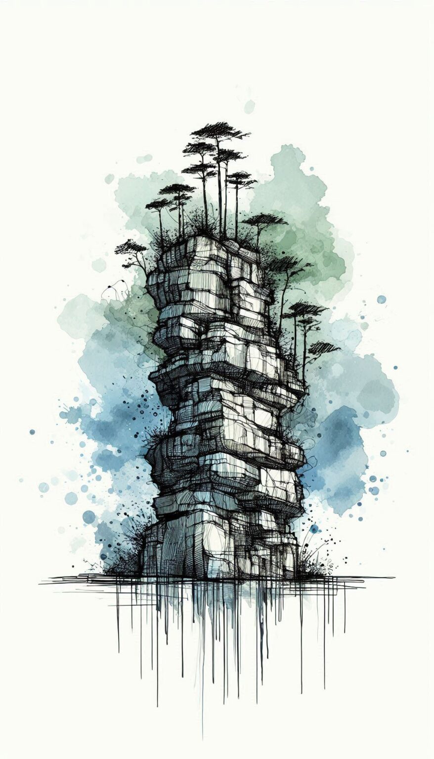Whimsical Rock Formation Sketch