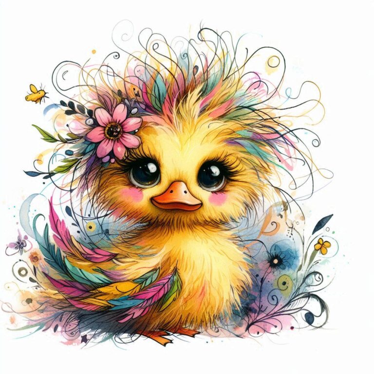Whimsical Yellow Duck Watercolor