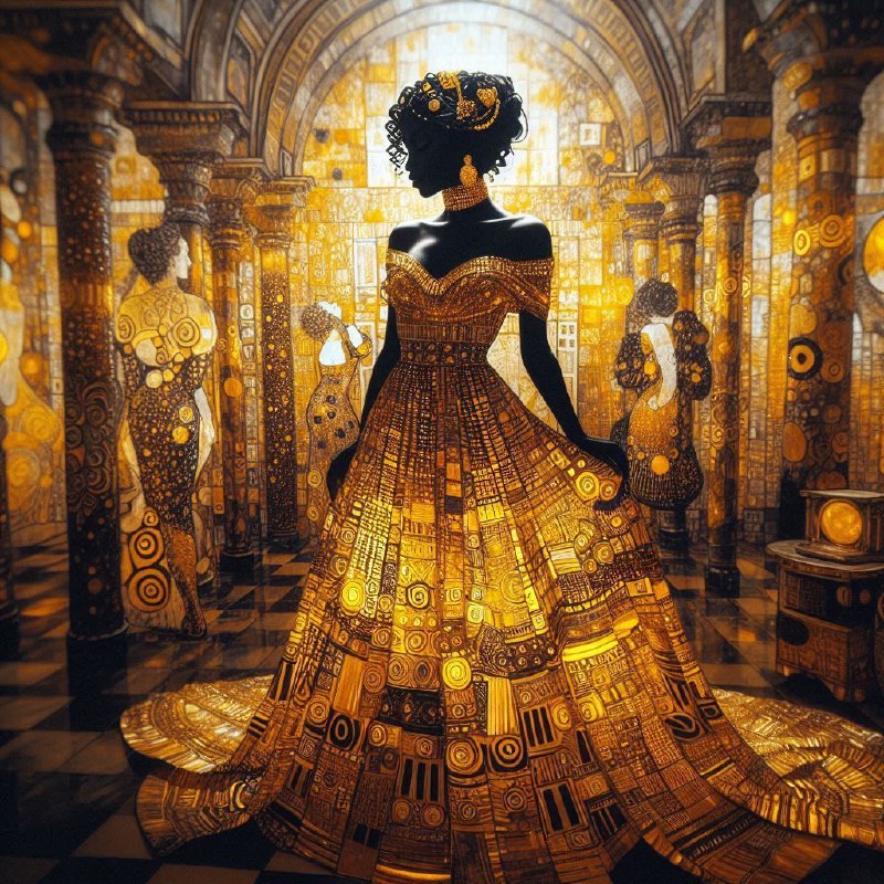Klimt-Style Black Woman Portrait