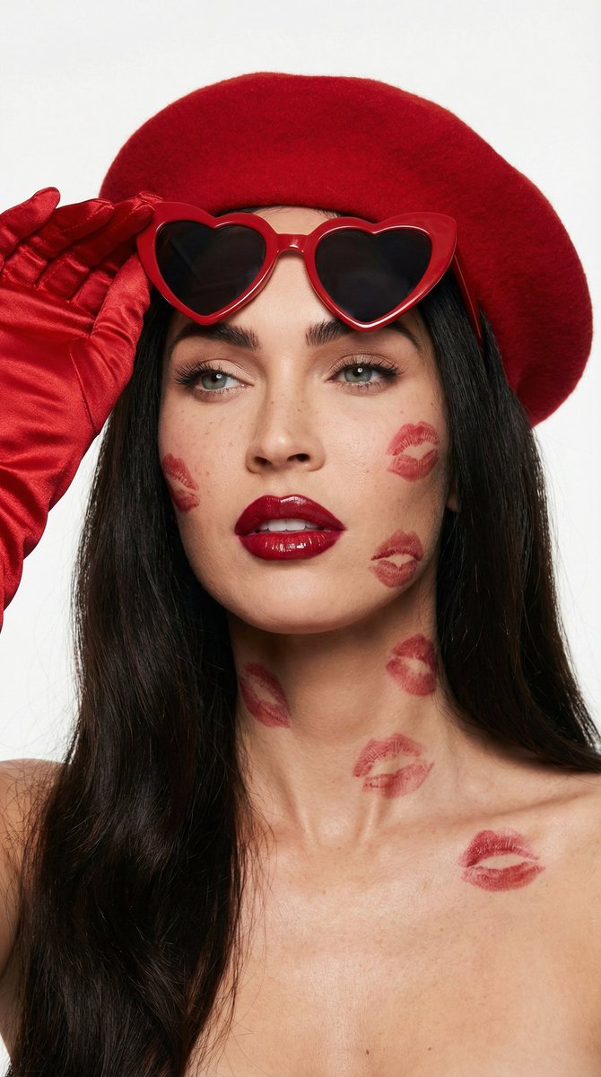 Megan Fox Red Lip Print Portrait