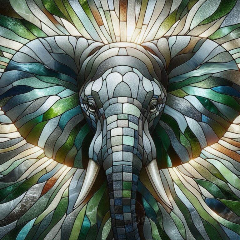 Stained Glass Mosaic of Elephant Head