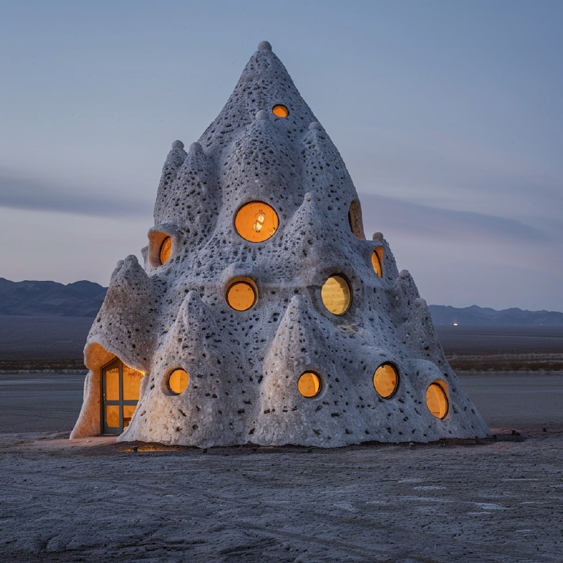 Salt Crystal Beehive Building at Dusk