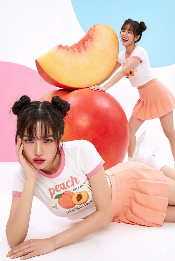 Peach Girls Playful Photoshoot