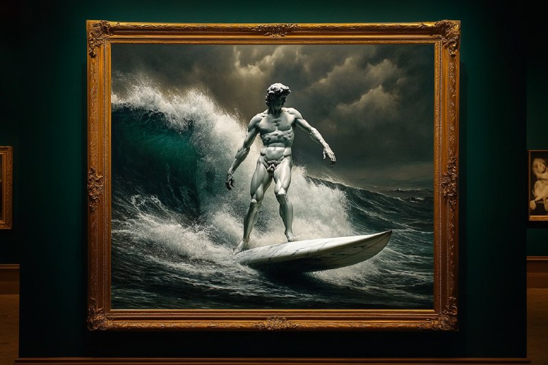 David Surfing Wave in Gallery