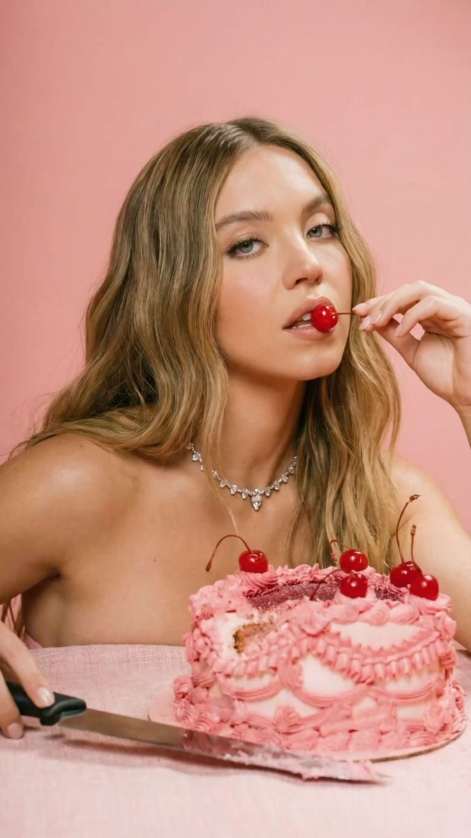Pink Birthday Cake Editorial Portrait