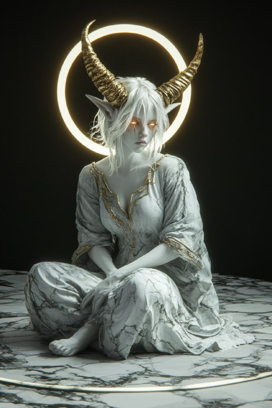 Beautiful Demon with Halo and Glow