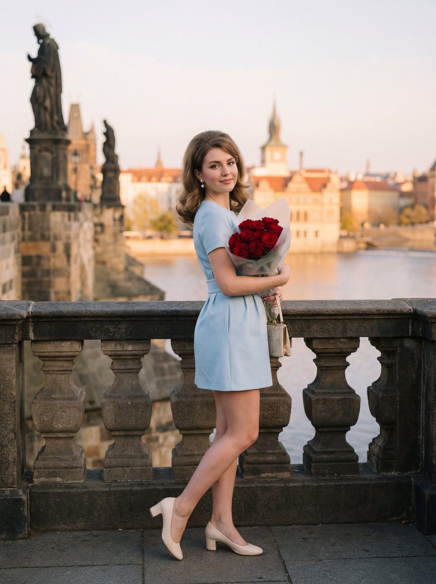 Vintage Rose Editorial Prague Bridge
