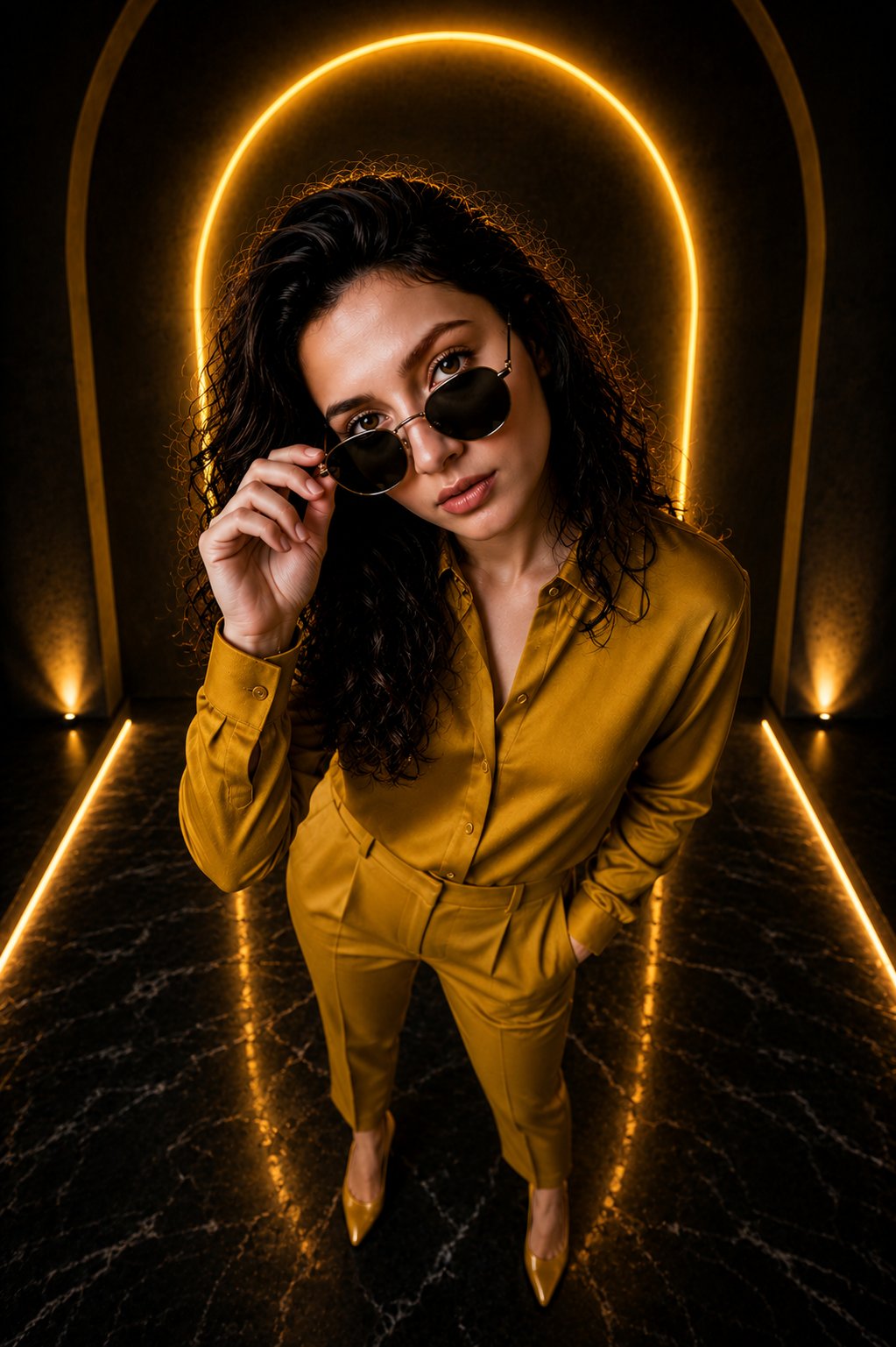 Gold Neon Arch Fashion Editorial