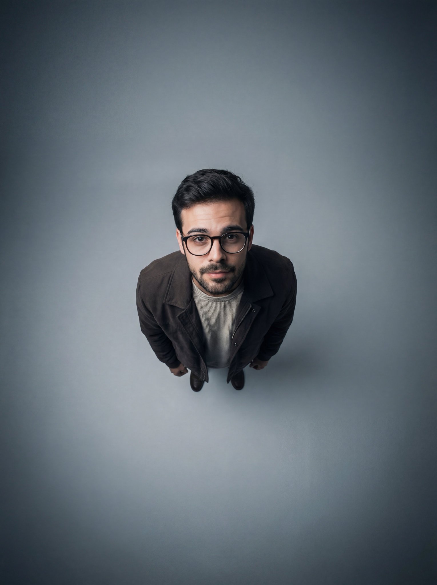 Solitary Gaze: Minimalist Overhead Portrait