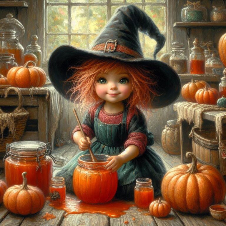 Cheeky Witch Making Pumpkin Jam