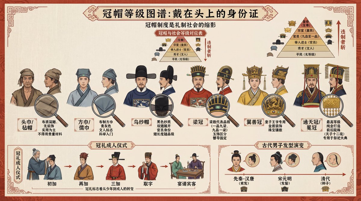 Chinese Crown Hat Hierarchy: Identity on Head