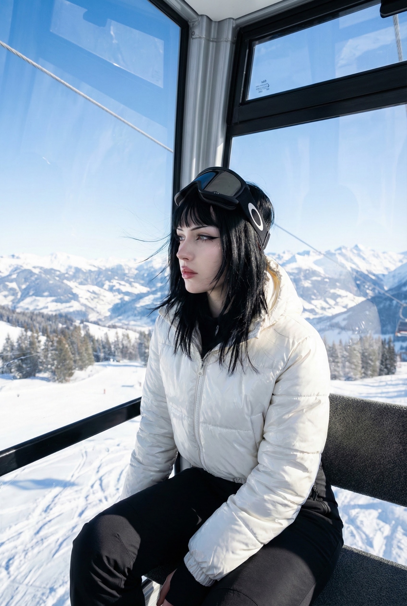 Ski Gondola Egirl Winter Portrait