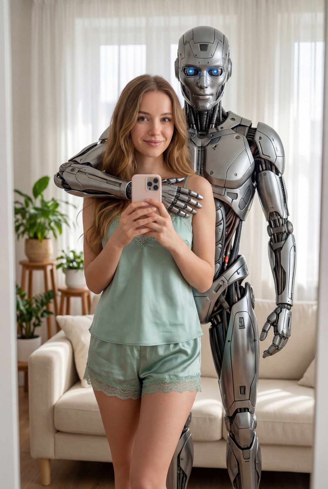 Intimate Selfie With Humanoid Robot