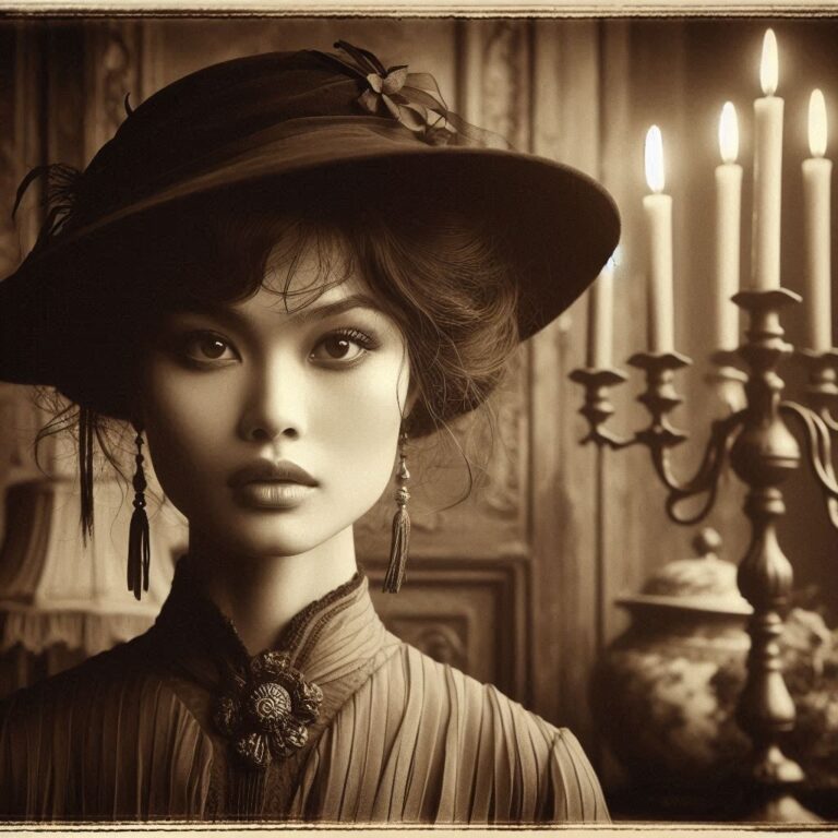 Vintage Woman in Sepia Frame