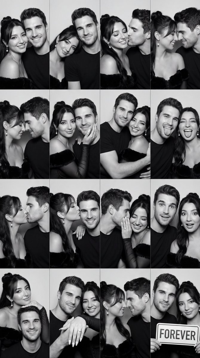 Romantic Couple BW Photobooth Grid
