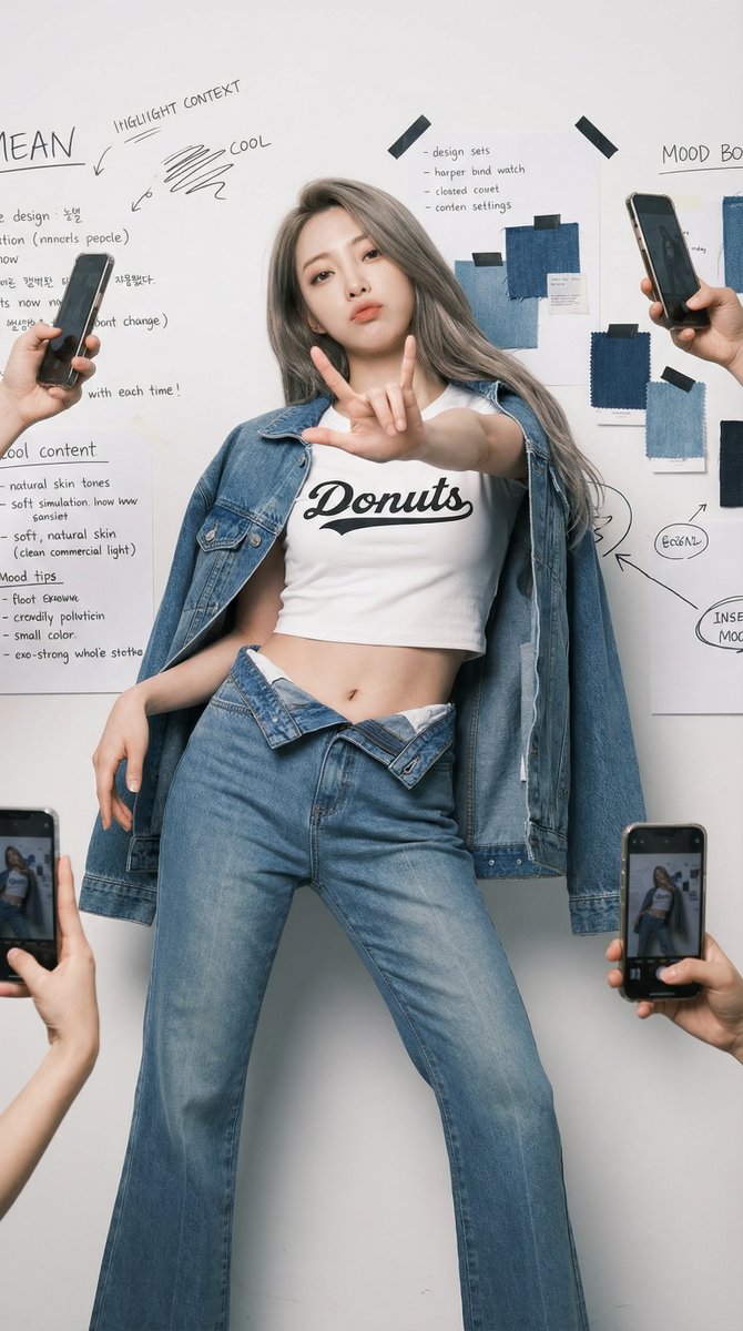 Cool Girl Denim Fashion Portrait