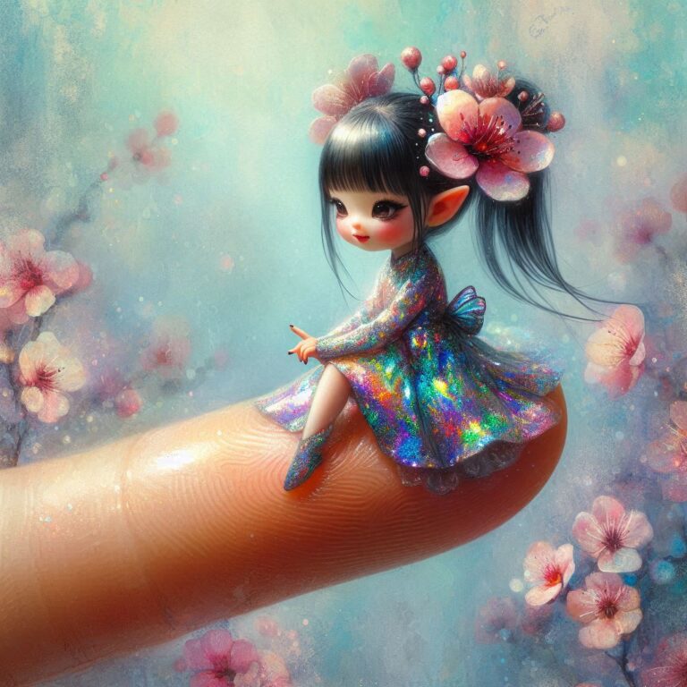 Whimsical Elf on Woman’s Finger