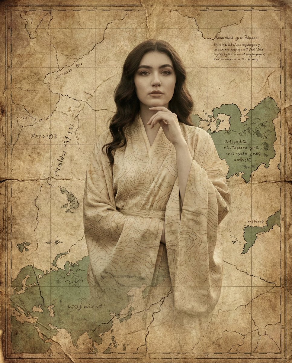 Woman Emerging from Ancient Map