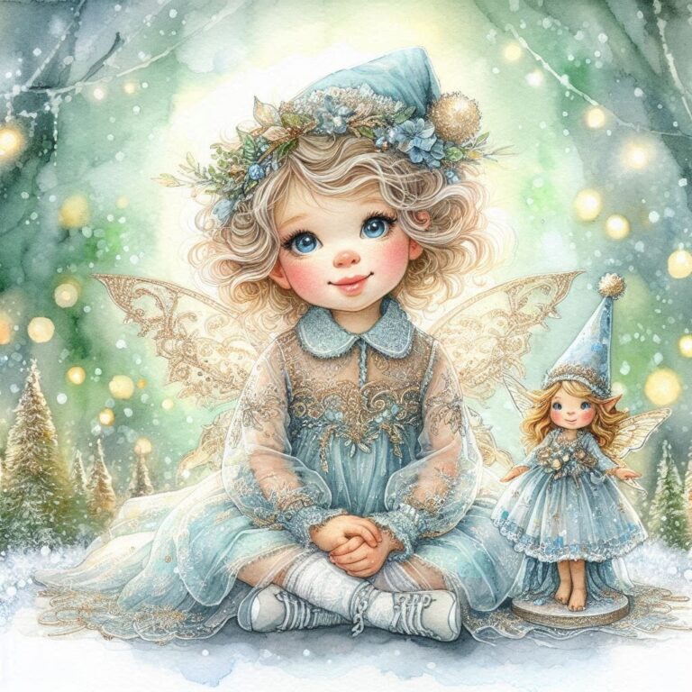 Fairy Child in Snowy Forest
