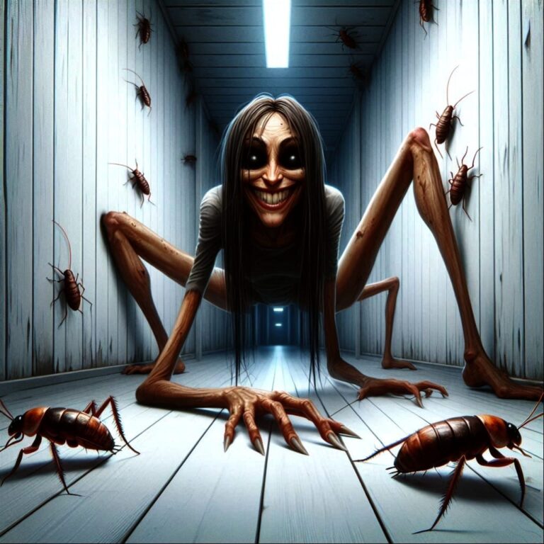 Creepy Crawling Woman in Corridor