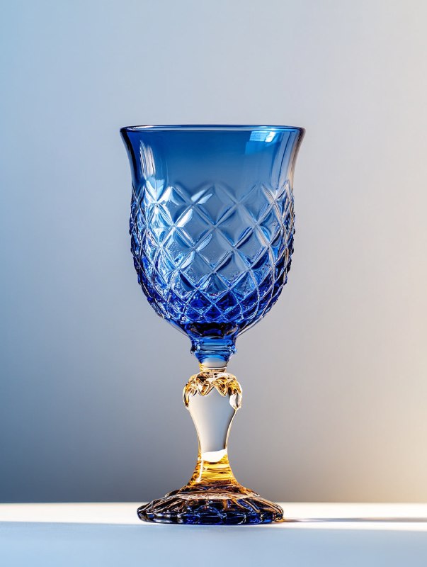 Blue Glass on Light Tabletop