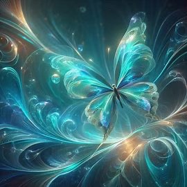 Iridescent Aqua Butterfly in Flight