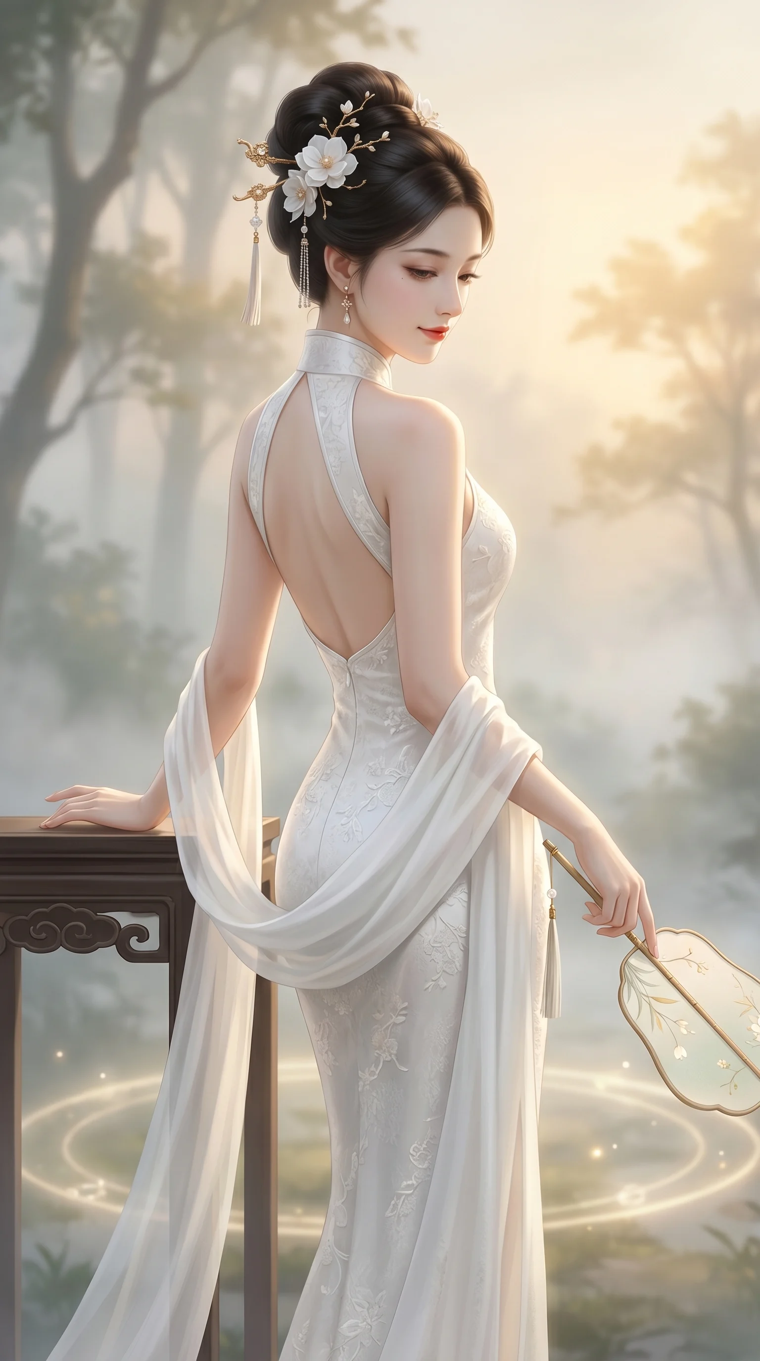 Elegant Oriental Beauty Side Portrait