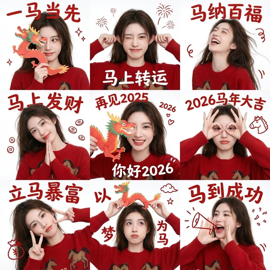 Nine Grid New Year Blessings