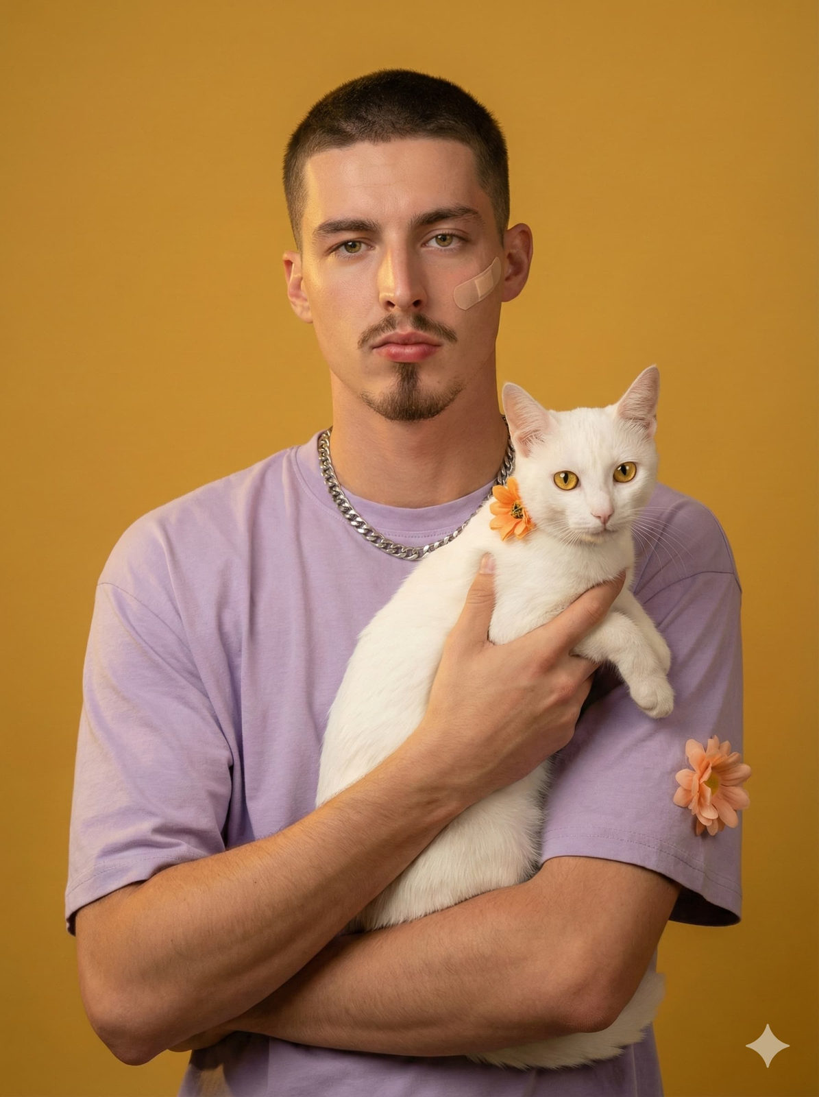 Melancholic Youth with Cat