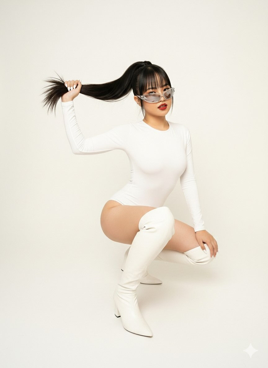 Bold White Boots Fashion Portrait