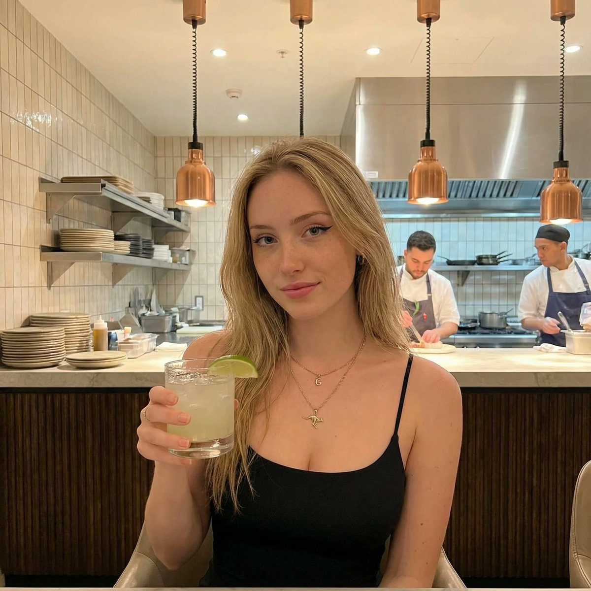 Blonde Beauty at Bar Counter