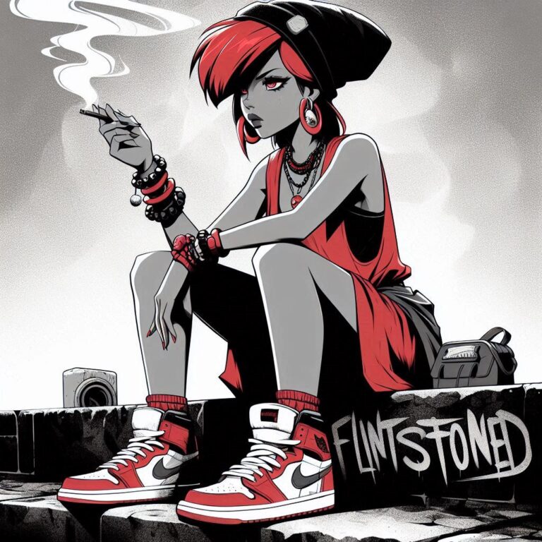 Red-Haired Character in Urban Street Art