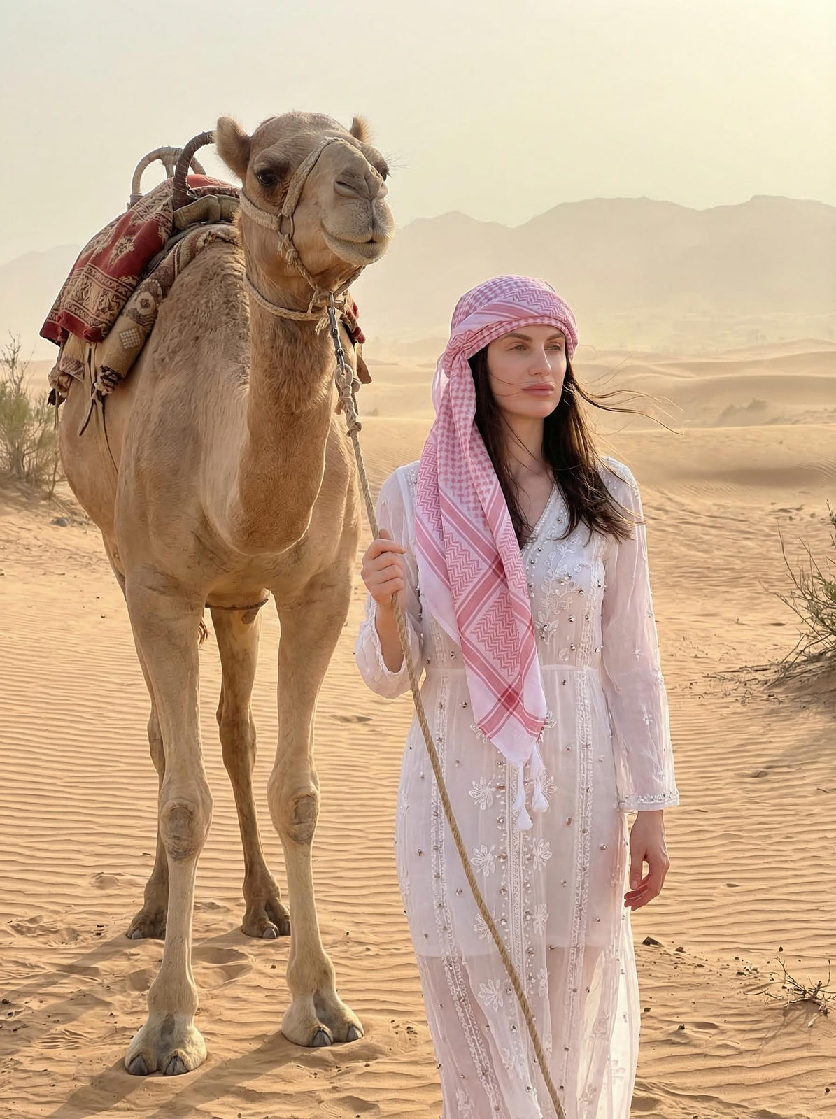 Desert Grace: Woman and Camel