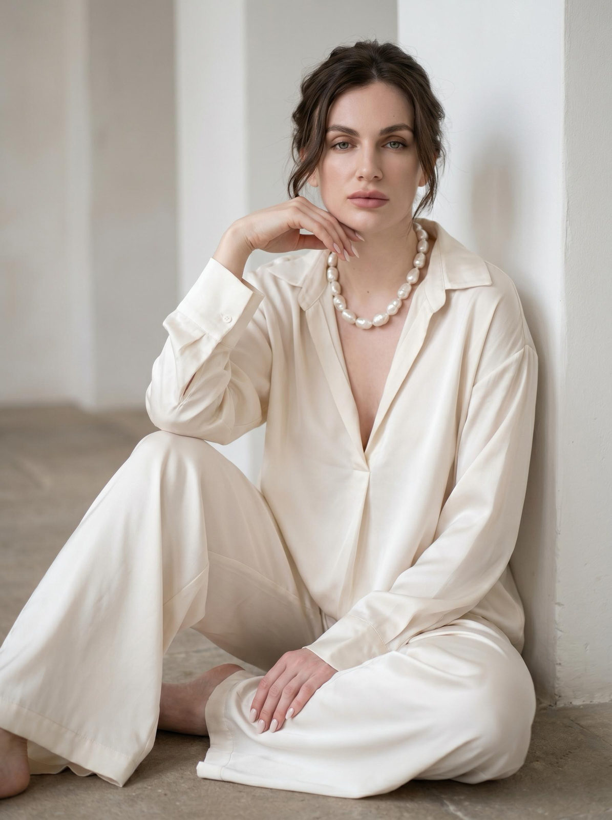 Ivory Satin Minimalist Portrait