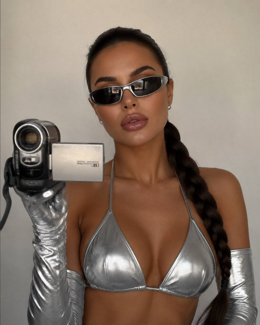 Silver Y2K Futuristic Fashion Portrait