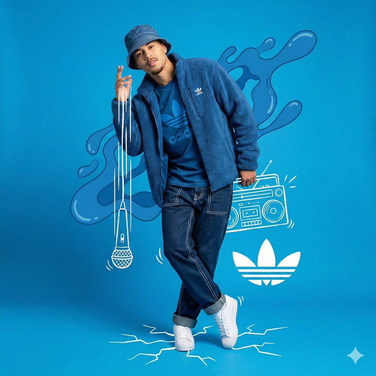 Blue Streetwear Doodle Art
