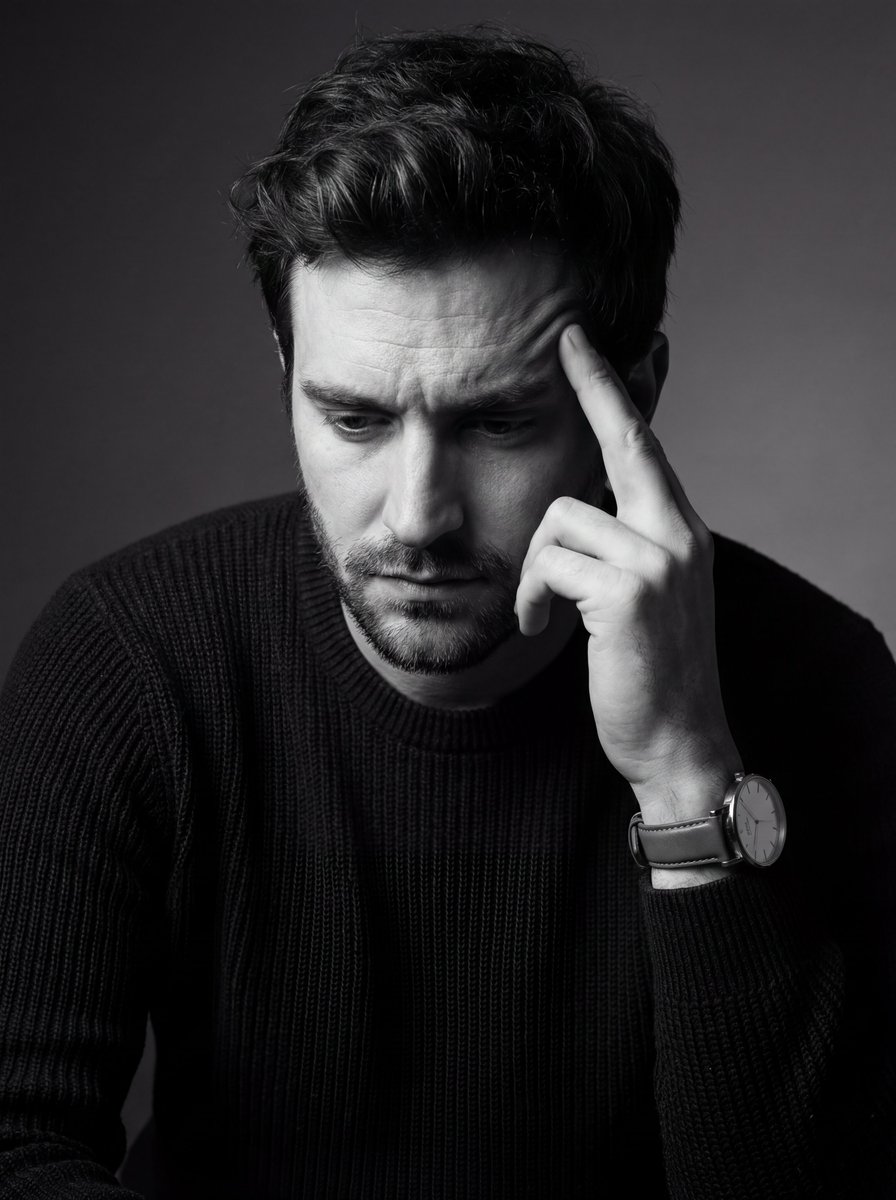 Contemplative Monochrome Portrait Study