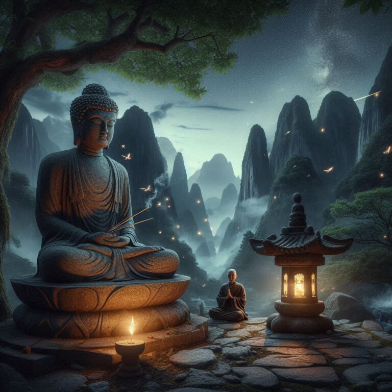 Tathagata Statues at Dusk