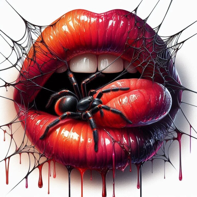 Halloween Lips with Spiders and Webs