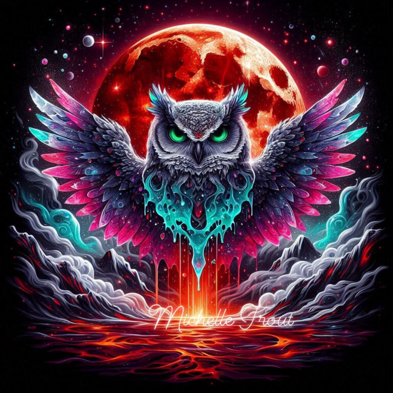 Gothic Fantasy Owl with Ice and Lava