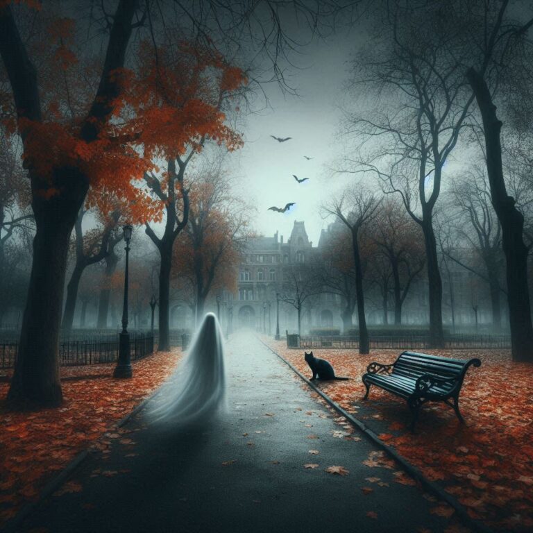 Ghostly Figure in Autumn Park
