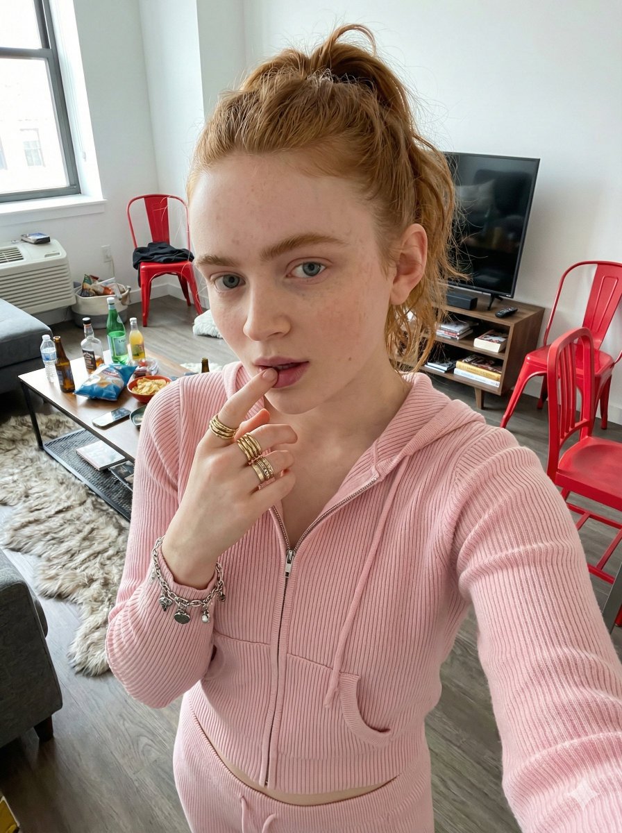 Redhead Cozy Apartment Selfie
