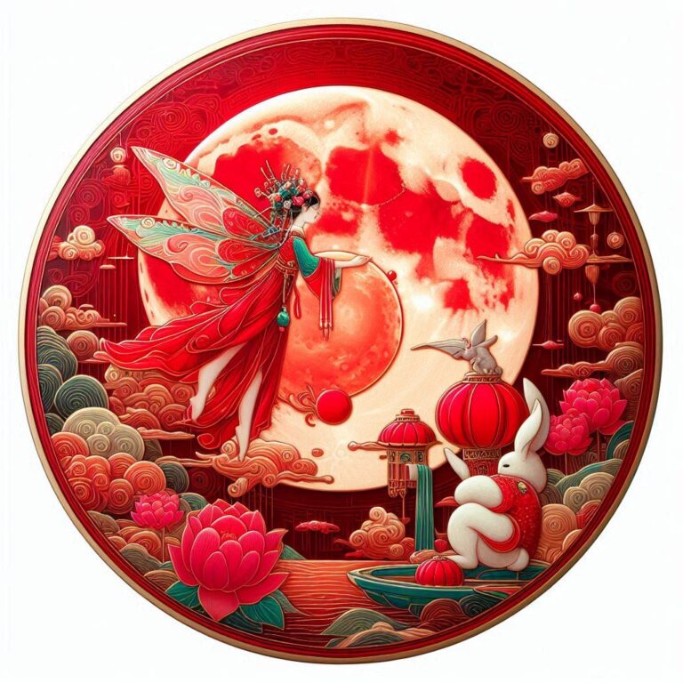 Art Nouveau Fairy and Rabbit Moon